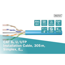 Digitus Cat.6A  U/UTP installatiekabel 305 m. blauw